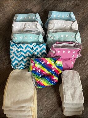 Alva baby 9 cloth diapers 12 inserts